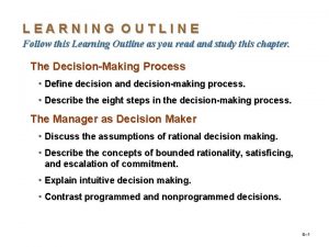 LEARNING OUTLINE Follow this Learning Outline as you