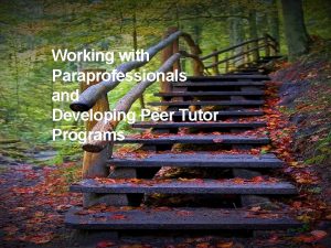 Working with Paraprofessionals and Developing Peer Tutor Programs