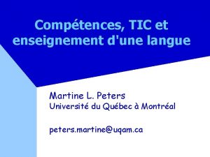 Comptences TIC et enseignement dune langue Martine L