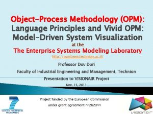 ObjectProcess Methodology OPM Language Principles and Vivid OPM
