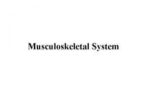 Musculoskeletal System Skeletal System Functions of skeletal system