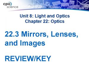 Unit 8 Light and Optics Chapter 22 Optics