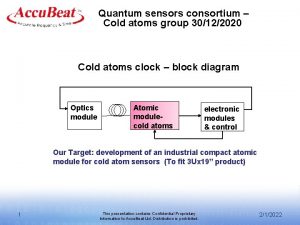 Quantum sensors consortium Cold atoms group 30122020 Cold