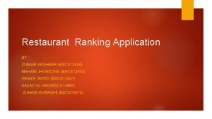 Restaurant Ranking Application BY ZUBAIR SAGHEER BSCS 13038