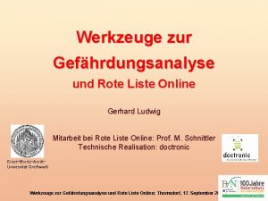 Werkzeuge zur Gefhrdungsanalyse und Rote Liste Online Gerhard