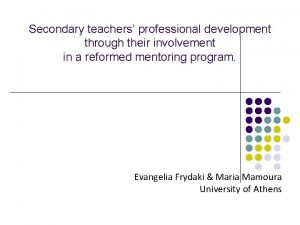 Secondary teachers professional development through their involvement in