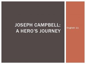 JOSEPH CAMPBELL A HEROS JOURNEY English 11 JOSEPH