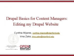 Drupal Basics for Content Managers Editing my Drupal