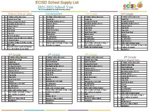 ECISD School Supply List 2021 2022 School Year