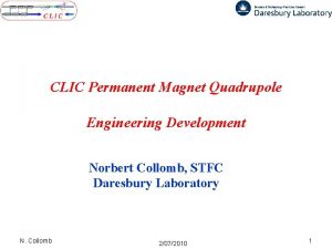 CLIC Permanent Magnet Quadrupole Engineering Development Norbert Collomb