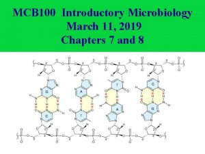 MCB 100 Introductory Microbiology March 11 2019 Chapters