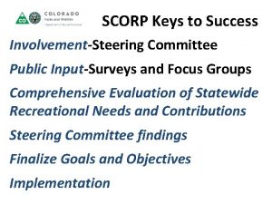 SCORP Keys to Success InvolvementSteering Committee Public InputSurveys