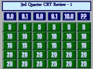 3 rd Quarter CRT Review 1 8 0