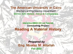 The American University in Cairo Mechanical Engineering Department