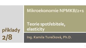 Mikroekonomie NPMKB21 pklady 28 Teorie spotebitele elasticity Ing