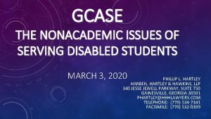 GCASE THE NONACADEMIC ISSUES OF SERVING DISABLED STUDENTS