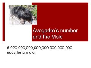 Avogadros number and the Mole 6 020 000
