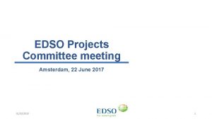 EDSO Projects Committee meeting Amsterdam 22 June 2017