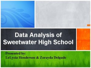 Data Analysis of Sweetwater High School Presented by