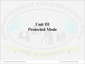 Unit III Protected Mode Processor Architecture and Interfacing