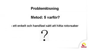 Problemlsning Metod 5 varfr ett enkelt och handfast