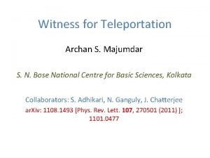 Witness for Teleportation Archan S Majumdar S N