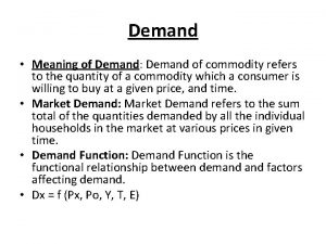 Demand Meaning of Demand Demand of commodity refers