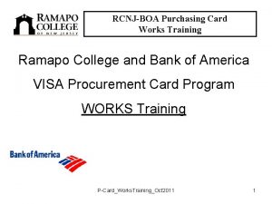 RCNJBOA Purchasing Card Works Training Ramapo College and