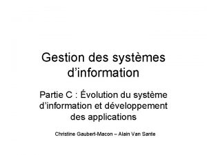 Gestion des systmes dinformation Partie C volution du