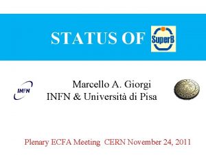 STATUS OF Marcello A Giorgi INFN Universit di