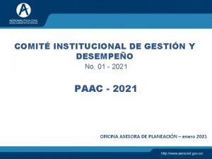 COMIT INSTITUCIONAL DE GESTIN Y DESEMPEO No 01