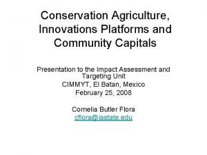 Conservation Agriculture Innovations Platforms and Community Capitals Presentation