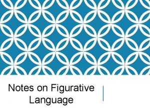 Notes on Figurative Language FIGURATIVE LANGUAGE Figurative language