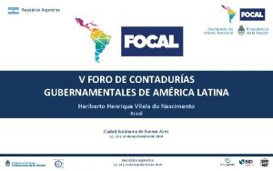 Repblica Argentina V FORO DE CONTADURAS GUBERNAMENTALES DE