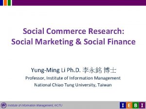 Social Commerce Research Social Marketing Social Finance YungMing
