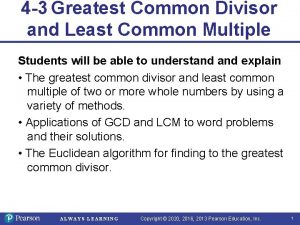 4 3 Greatest Common Divisor and Least Common