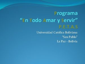 Programa En Todo Amar y Servir P E