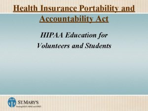 Health Insurance Portability and Accountability Act HIPAA Education