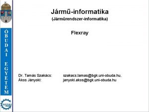 Jrminformatika Jrmrendszerinformatika Flexray Dr Tams Szakcs kos Jnyoki