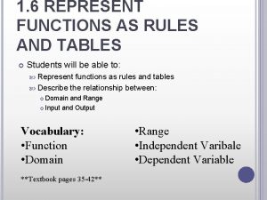 1 6 REPRESENT FUNCTIONS AS RULES AND TABLES