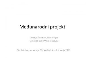 Meunarodni projekti Terezija alamon ravnateljica Osnovne kole Veliki