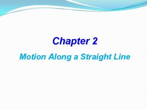 Chapter 2 Motion Along a Straight Line Chapter