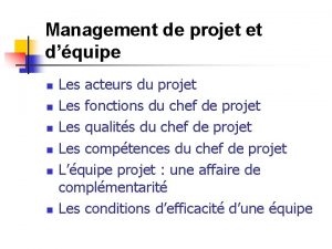 Management de projet et dquipe n n n