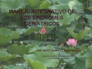 MANEJO INTEGRATIVO DE LOS SINDROMES GERIATRICOS DRA MERIT