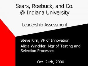 Sears Roebuck and Co Indiana University Leadership Assessment