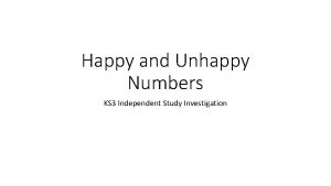 Happy and Unhappy Numbers KS 3 Independent Study