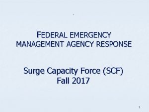 FEDERAL EMERGENCY MANAGEMENT AGENCY RESPONSE Surge Capacity Force