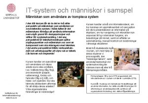 ITsystem och mnniskor i samspel Mnniskan som anvndare