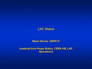 LHC Status Maria Girone CERN IT material from