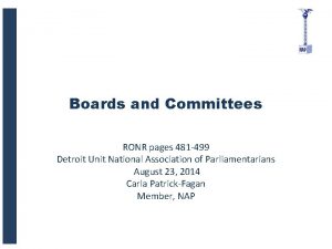 Boards and Committees RONR pages 481 499 Detroit